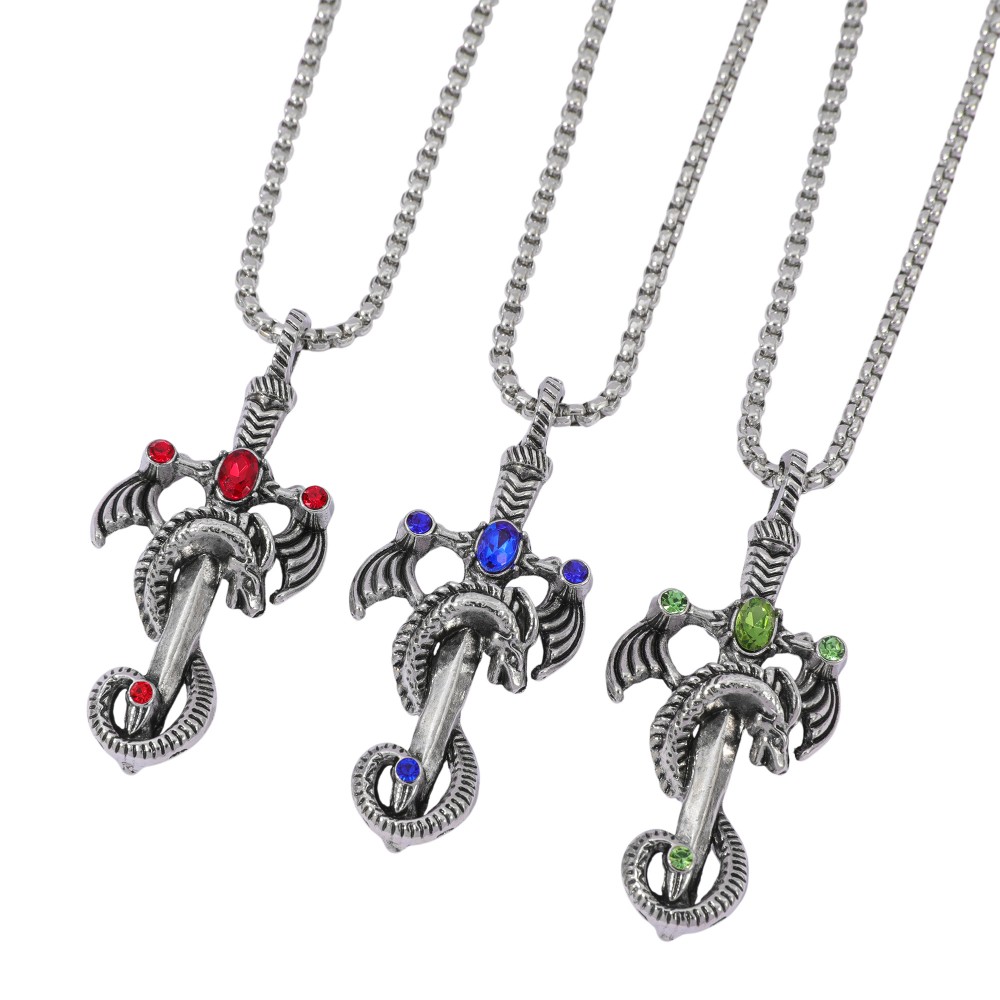 Men'S Accessories Jewelry - Retro Multicolor Gem Dragon Sword Alloy