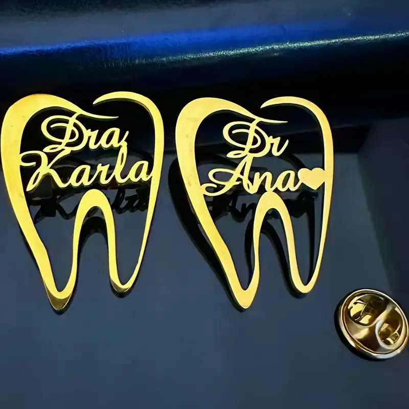 Men Accessories To Wear - 1PC Customized Teeth Dentist Name Brooch