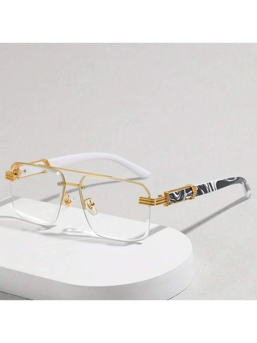 Men Accessories To Wear - Mens Half-Frame Eyewear With Transparent Lenses
