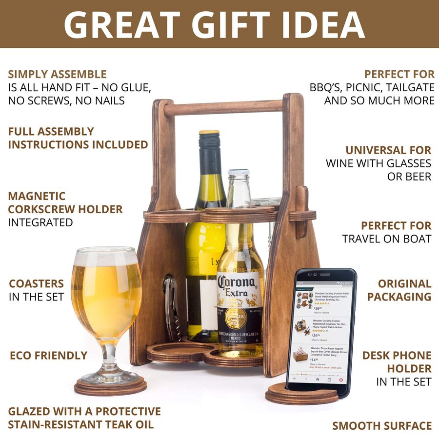 Wine Bottle and Glasses Caddy  - Men'S Accessories Organizer Tray ulasan dan harga