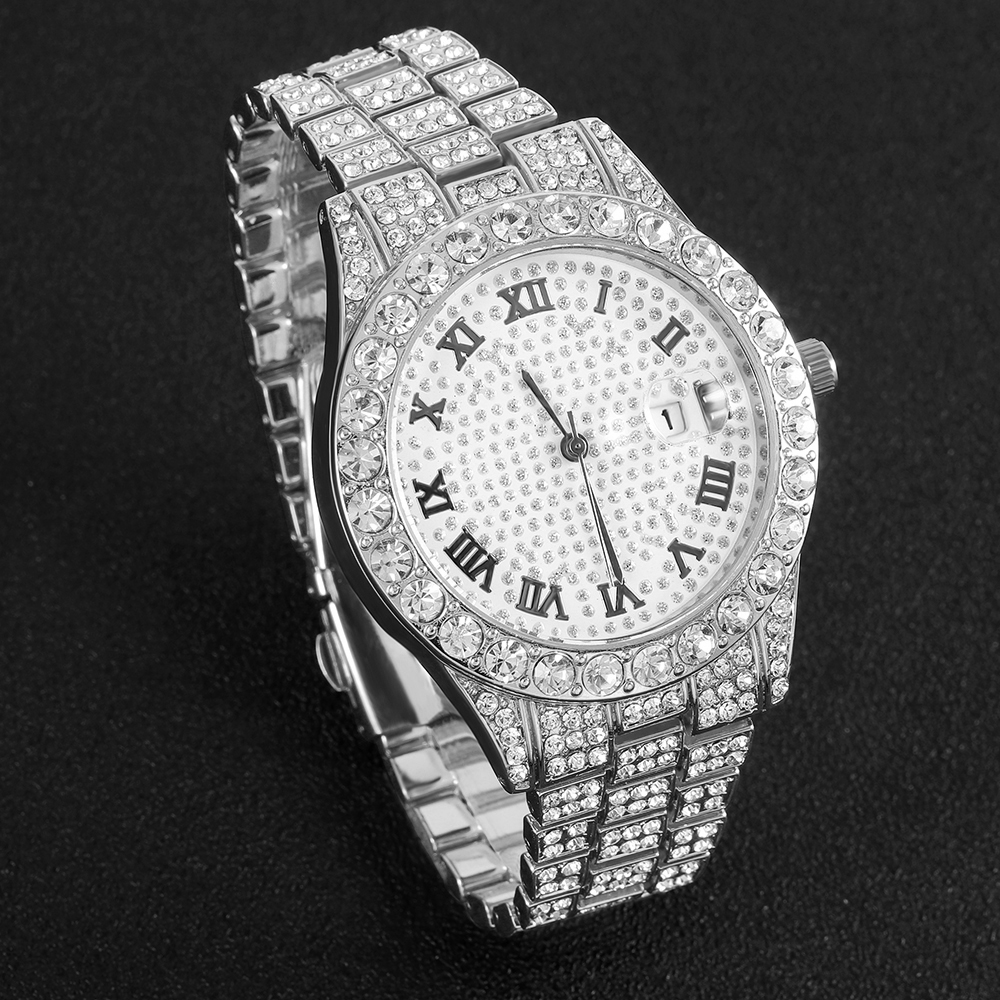 1 Hip-hop Full Diamond Silver  - Quality Men'S Accessories ulasan dan harga