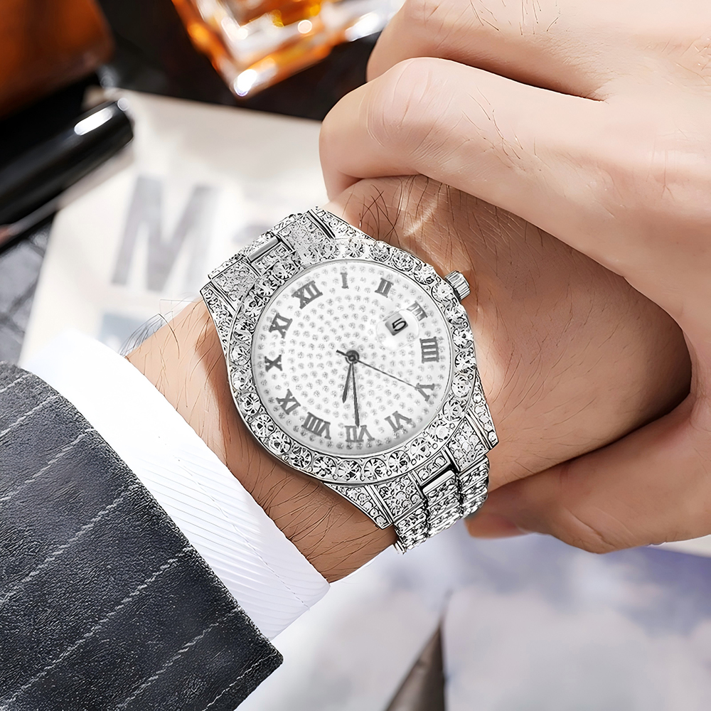1 Hip-hop Full Diamond Silver  - Quality Men'S Accessories ulasan dan harga