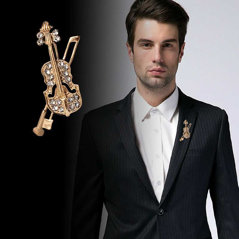 Crystal Violin Brooch Jewelry  - Quality Men'S Accessories ulasan dan harga