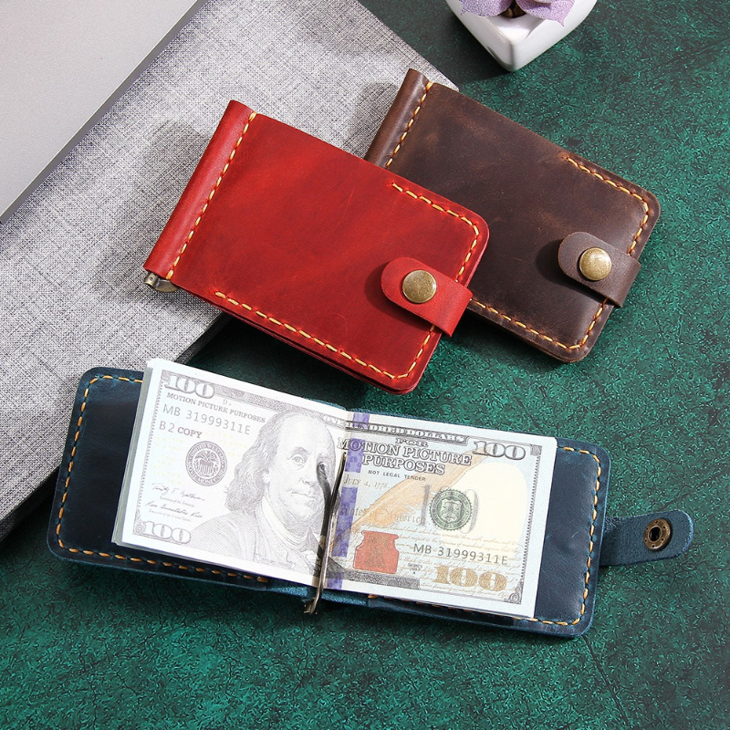 Crazy Horse Leather Money Clip - Money Clip Slim ulasan dan harga