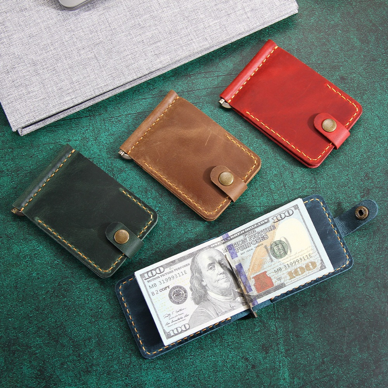 Crazy Horse Leather Money Clip - Money Clip Slim ulasan dan harga