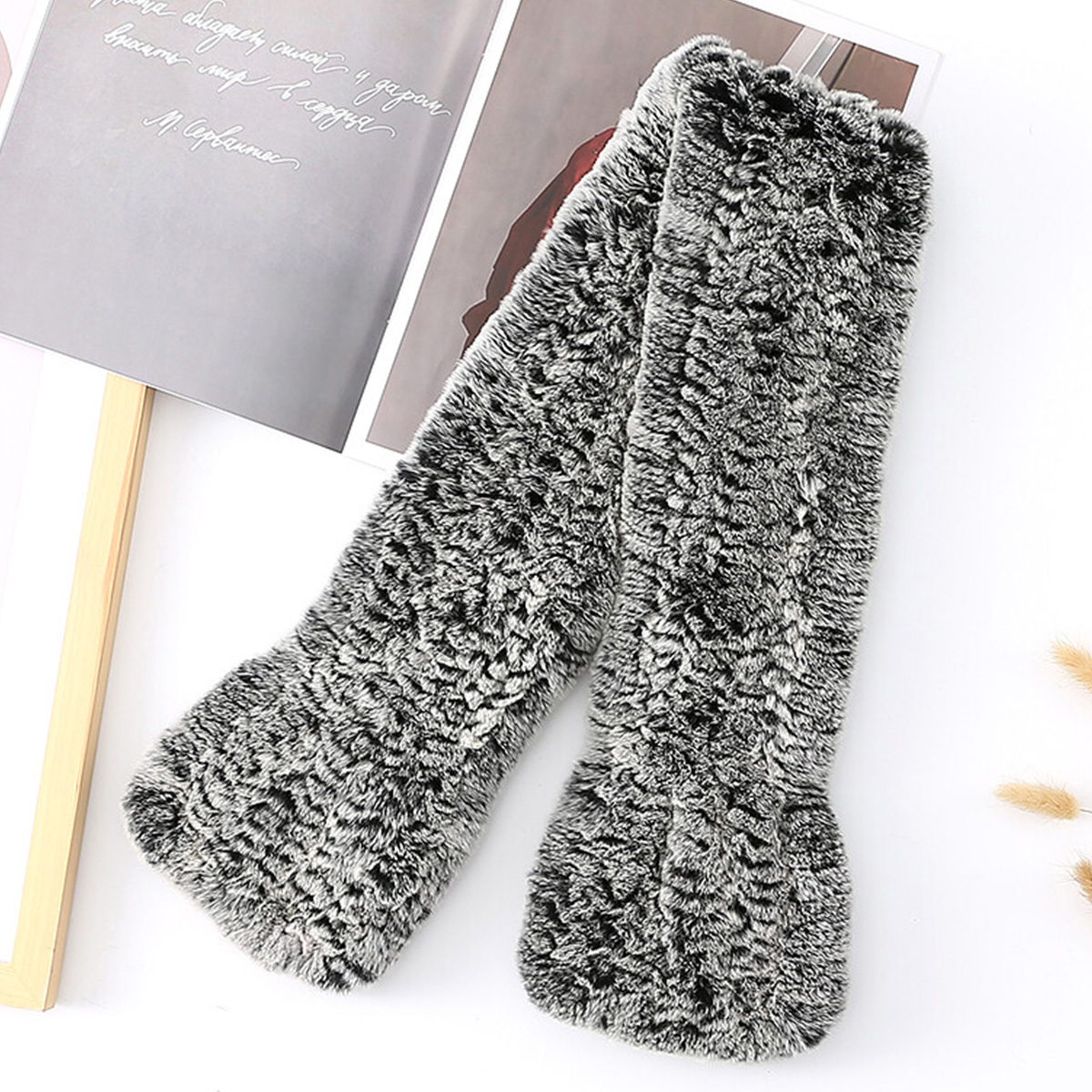 FEIMANYUAN Real Rabbit Fur Sca - Men Accessories Sale ulasan dan harga