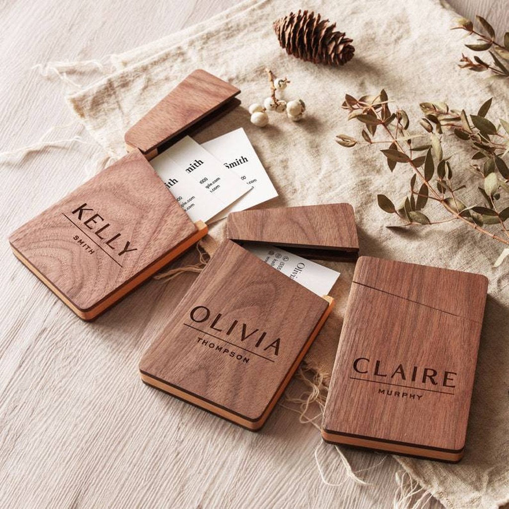 Business Card Holder Wooden Of - Men Accessories Box ulasan dan harga