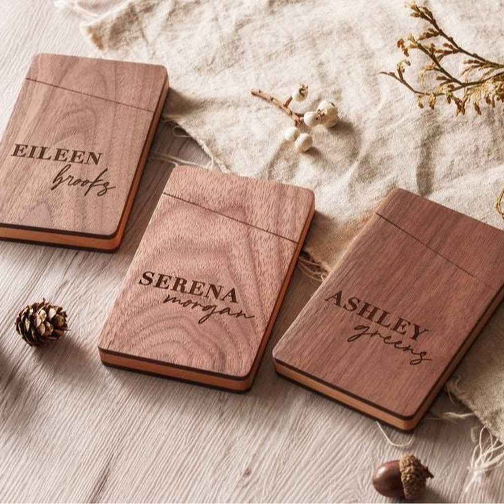 Business Card Holder Wooden Of - Men Accessories Box ulasan dan harga